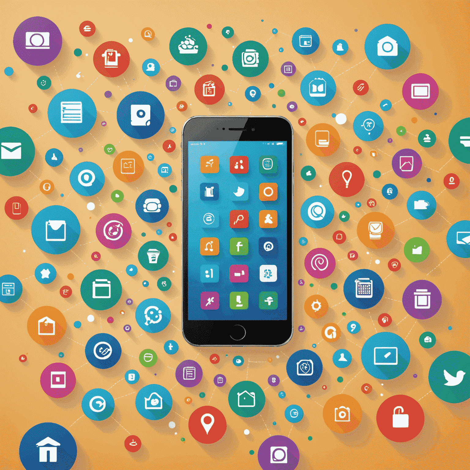 Colorful graphic showing various rewards icons surrounding a mobile phone